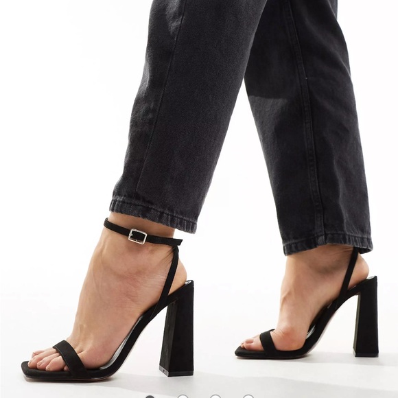 ASOS Shoes - NEW ASOS Design Wide Fit Nora Barely There Block Heeled Sandals Black Shoes 10